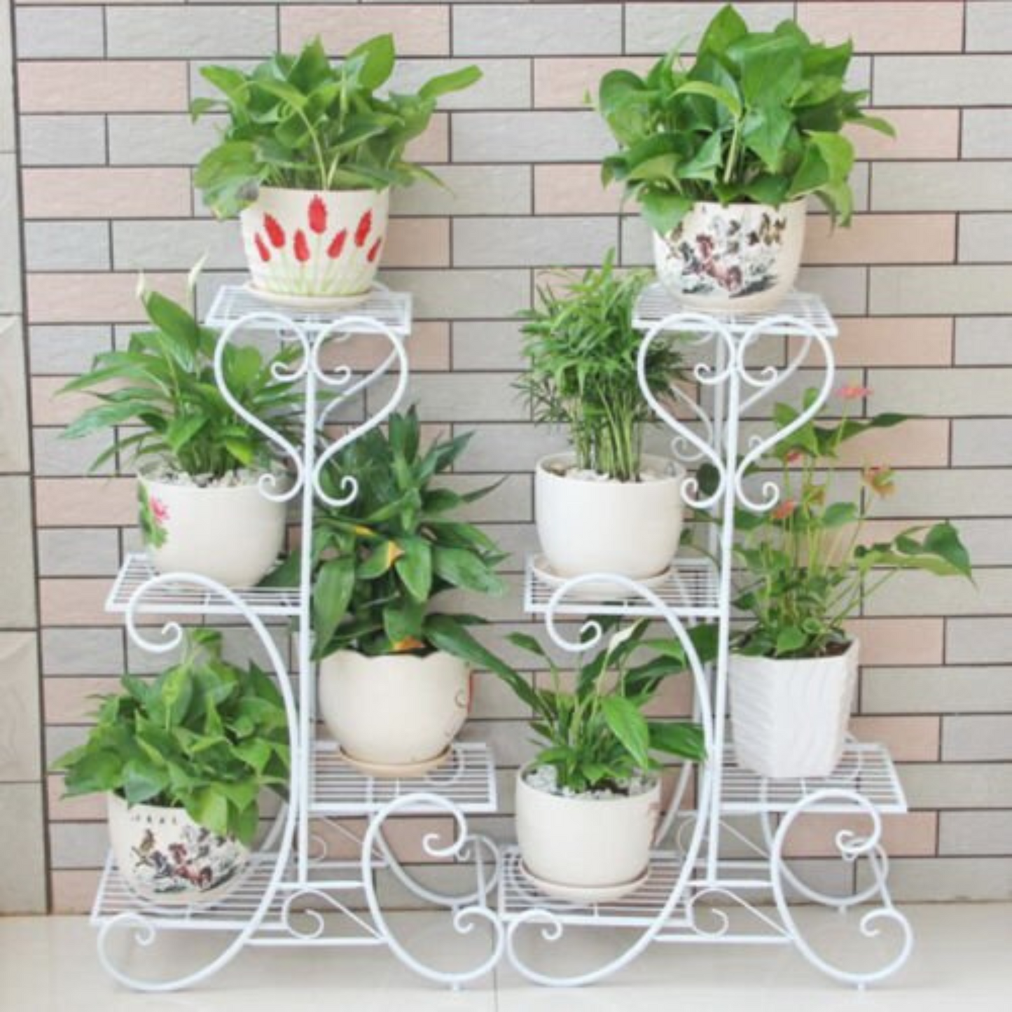 4 Tier Metal Plant Stand Indoor Outdoor Planter Rack for Pots and Flowers