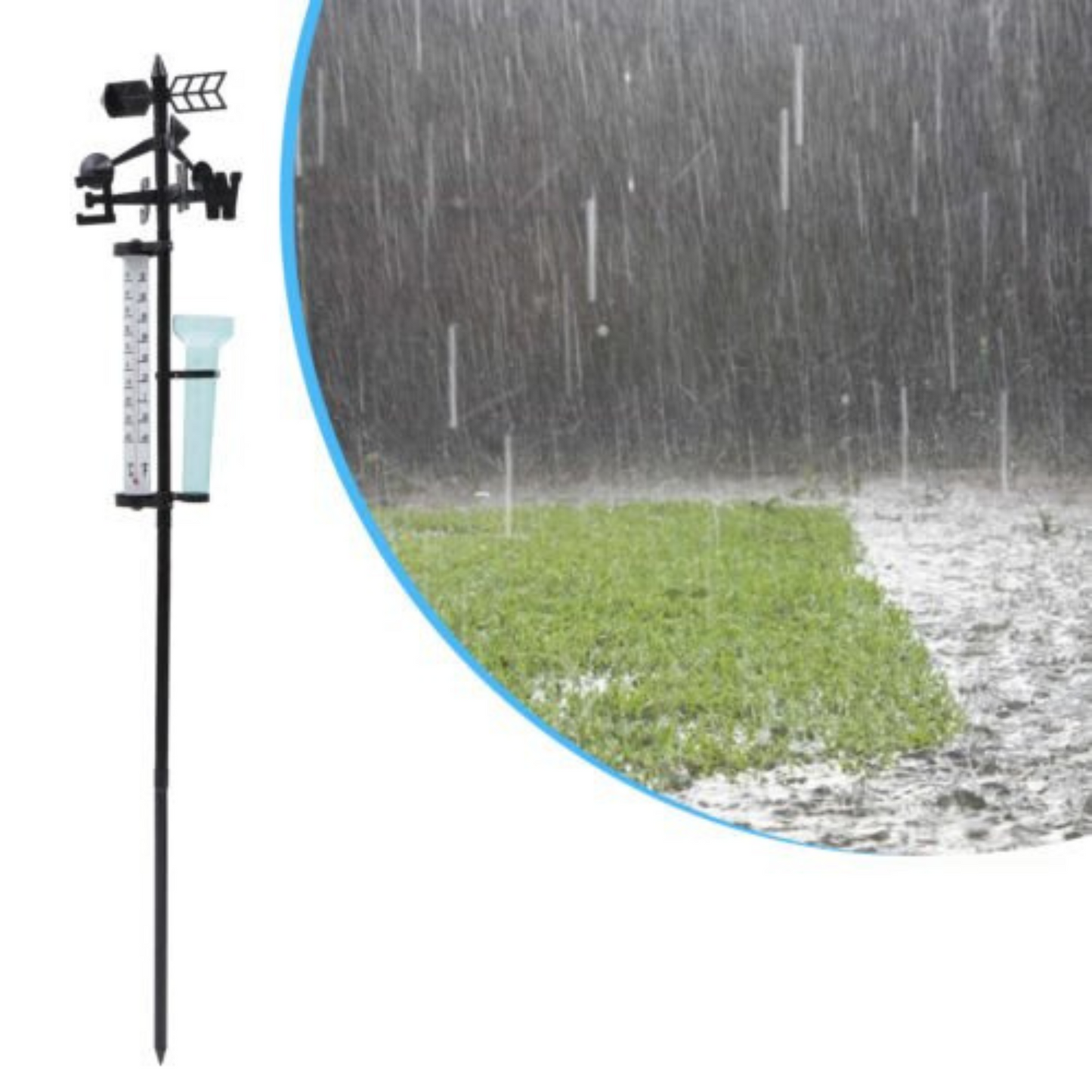 Outdoor Garden Weather Station Meteorological Measurer with Wind Vane and Rain Gauge