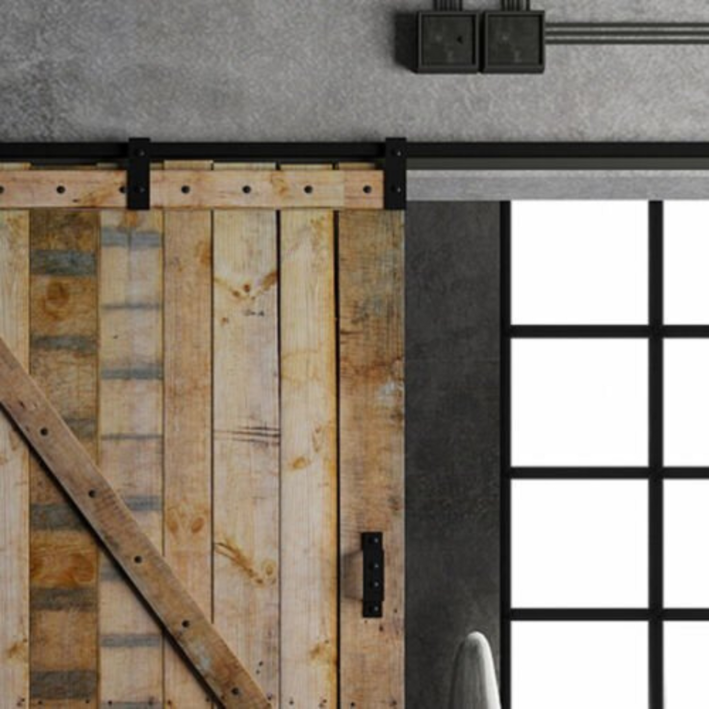 Adjustable Barn Door Sliding Hardware Wall Mount Floor Guide Roller