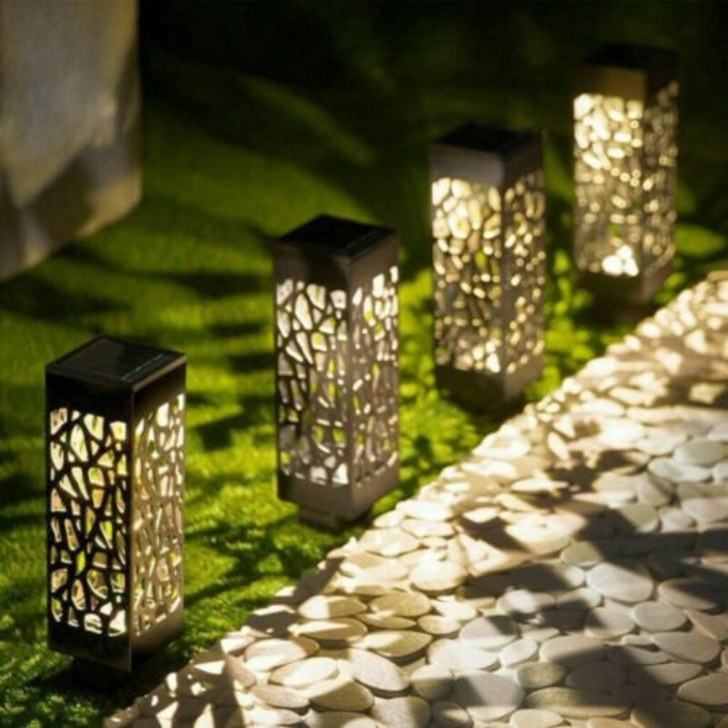 1pc Warm White Solar Post Lights Outdoor Yard Path LED Garden Lighting
