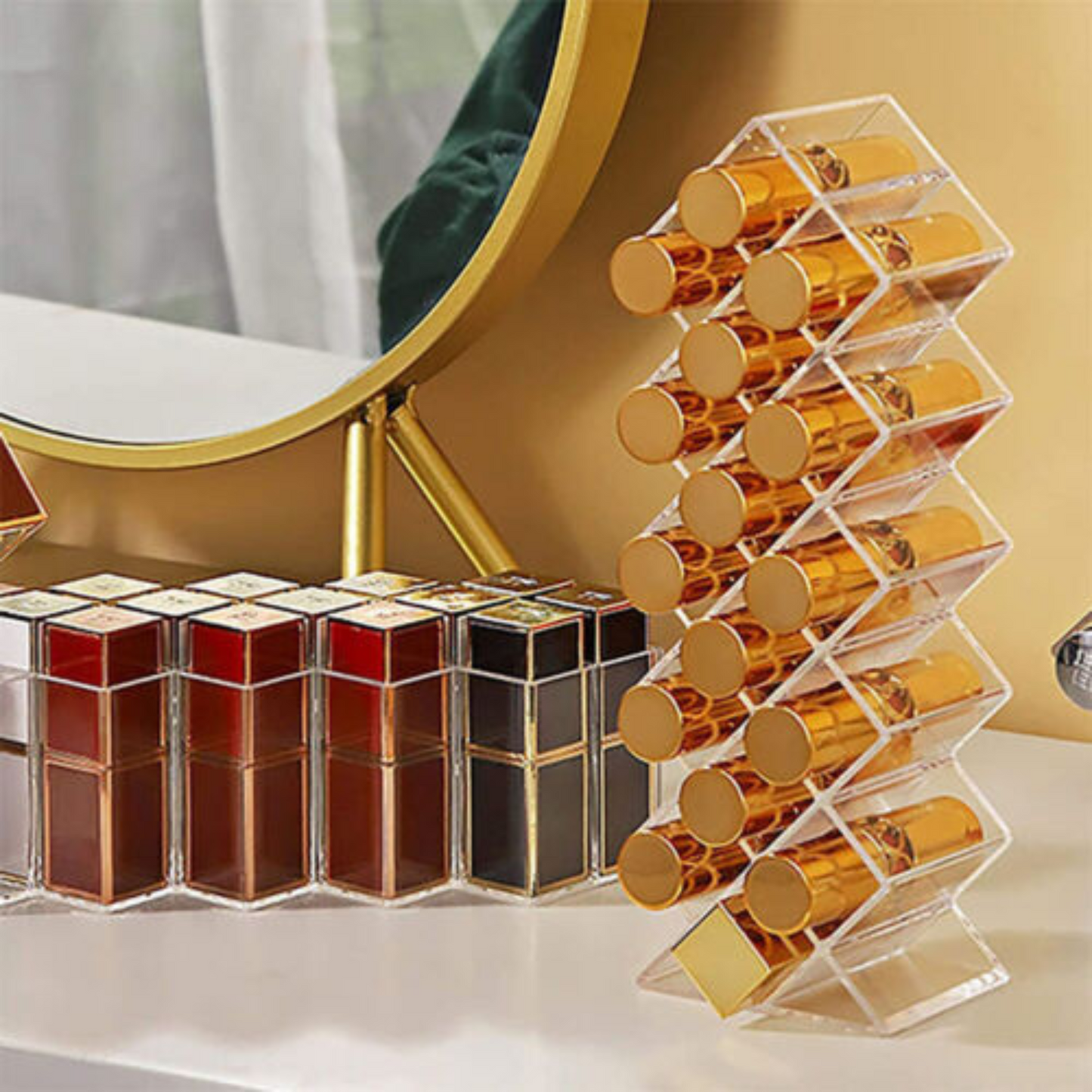 Clear Lipstick Organizer Display Stand Storage for Lipgloss and Makeup Holder