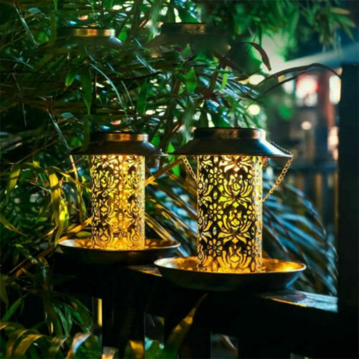 Solar Powered Bird Feeder with Light Outdoor Hanging Solar Lamp