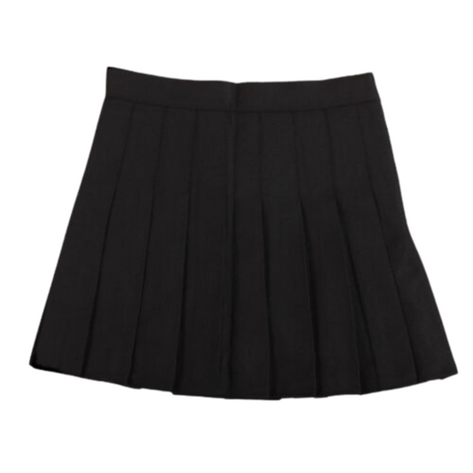 Black High Waist Pleated Skirt Women Girls Summer Tartan Short School Skirt