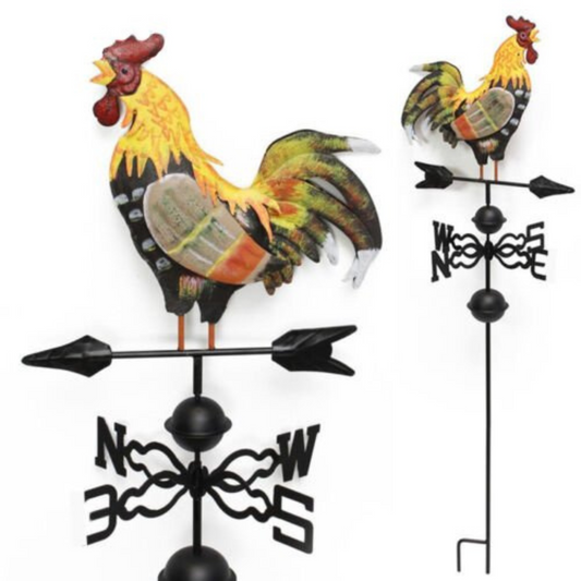 Metal Vintage Spinning Rooster Weathervanes Hand Painted Garden Decor Weather Vane