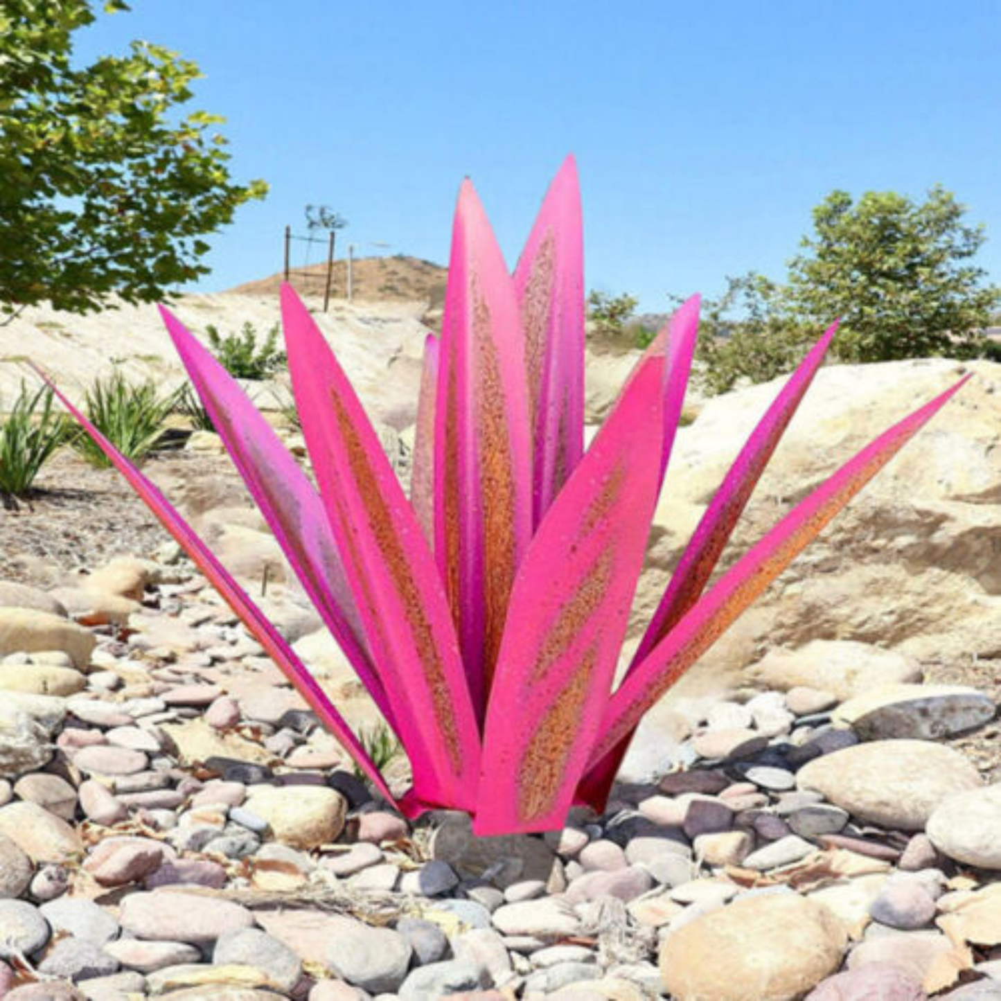 Pink Metal Tequila Agaves Rusty Iron Leaf Garden Lawn Ornaments DIY Decor