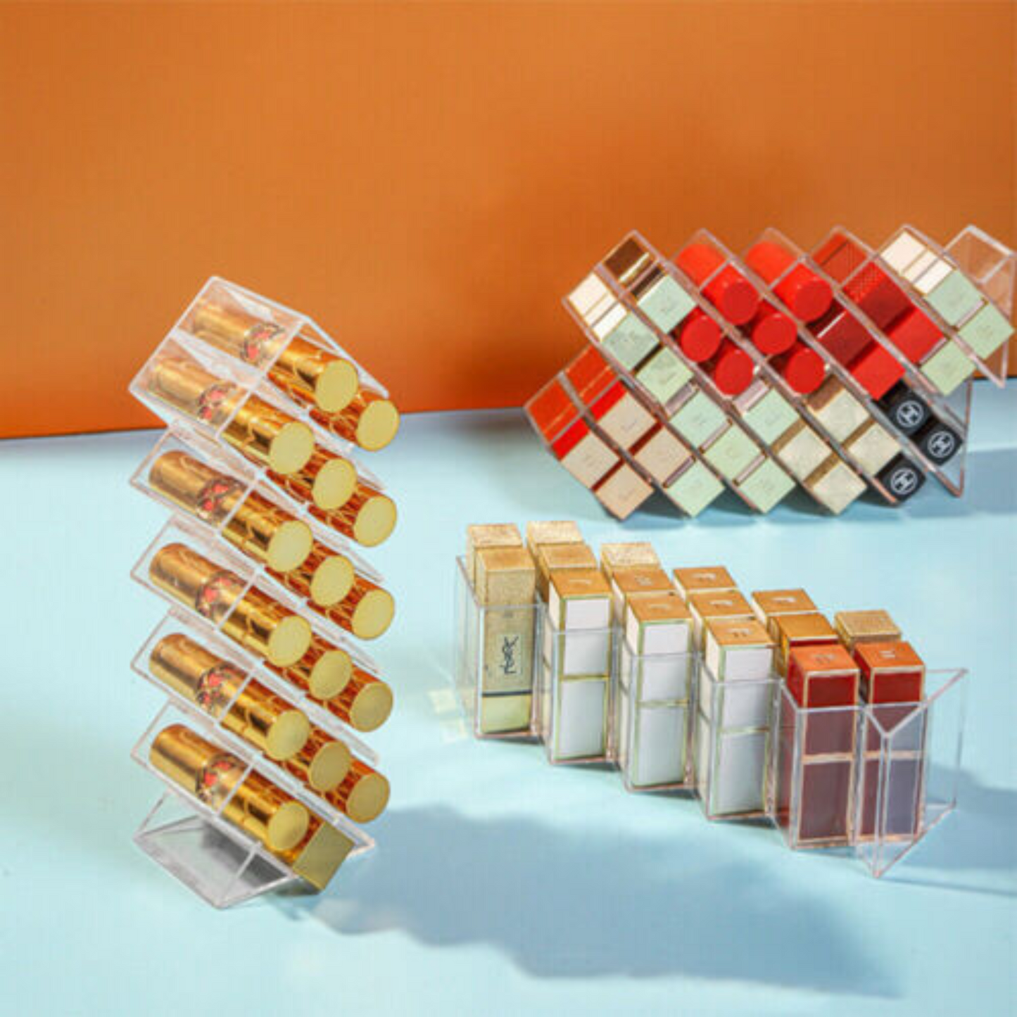 Clear Lipstick Organizer Display Stand Storage for Lipgloss and Makeup Holder