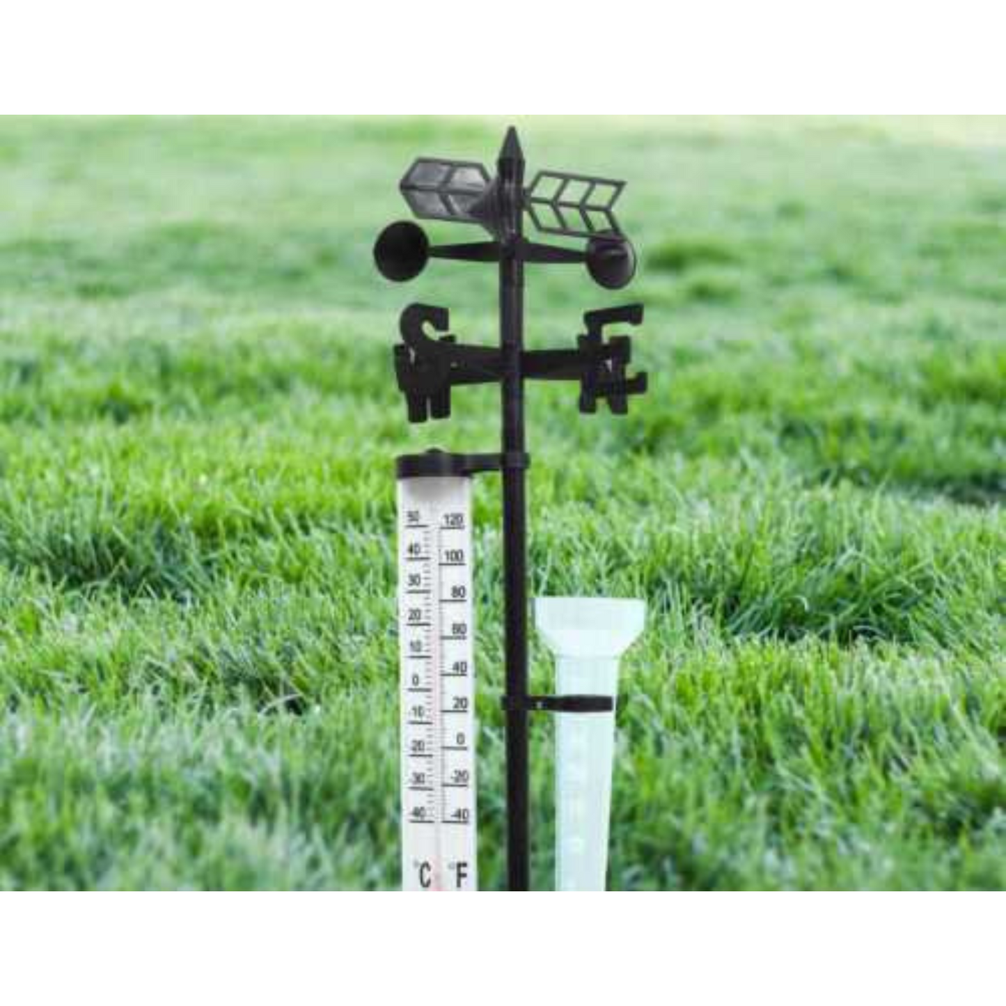 Outdoor Garden Weather Station Meteorological Measurer with Wind Vane and Rain Gauge