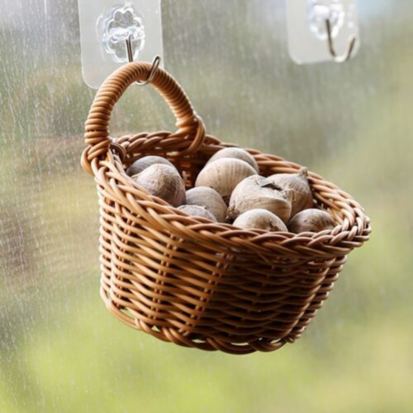 Handmade Wicker Rattan Basket Wall Hanging Planter for Home Decor