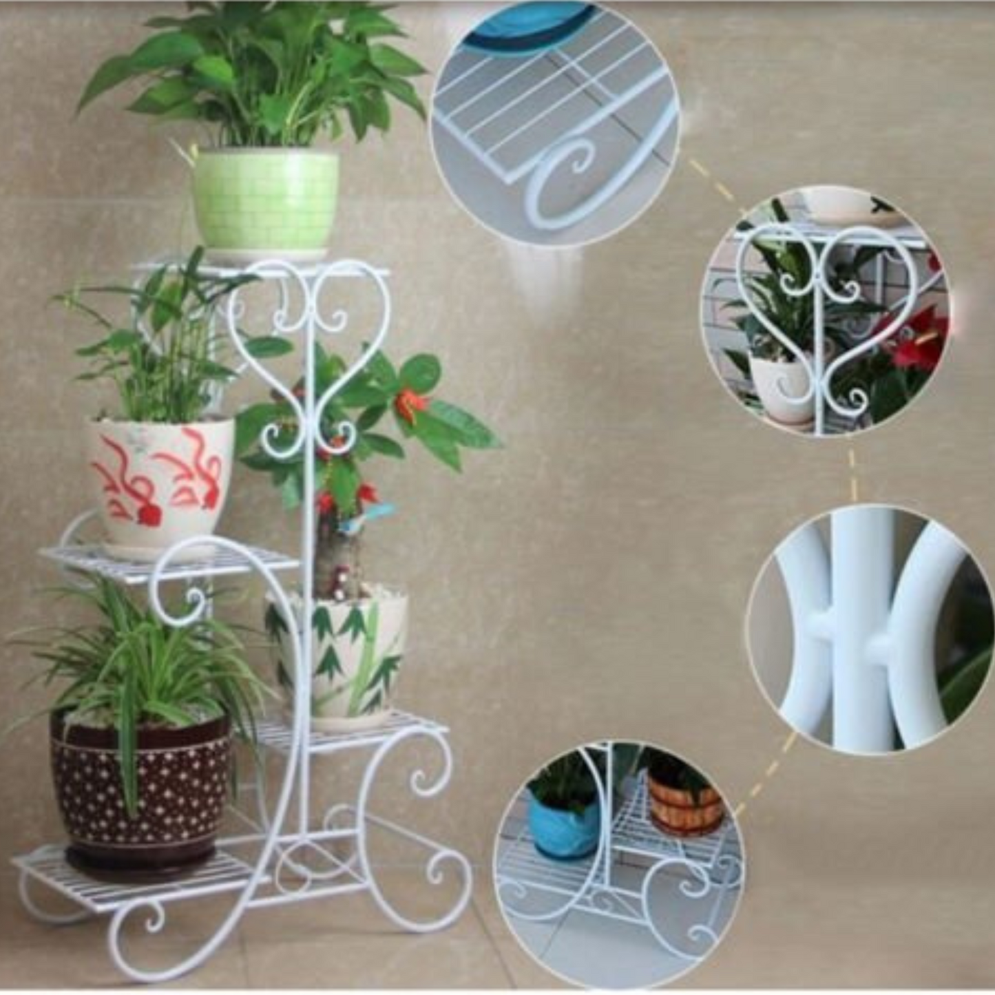 4 Tier Metal Plant Stand Indoor Outdoor Planter Rack for Pots and Flowers