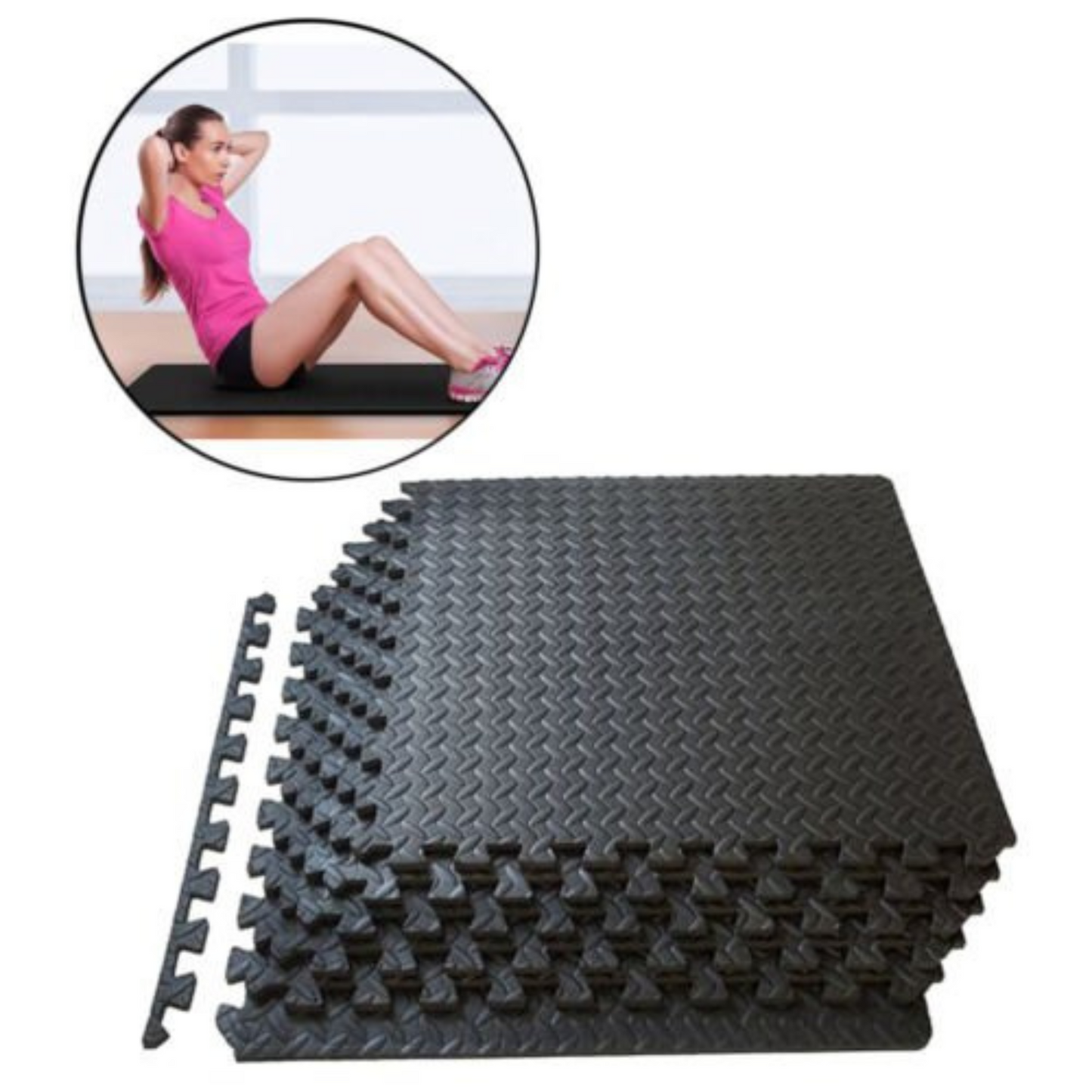 12 to 24x EVA Black Foam Mat Interlocking Heavy Duty Gym Flooring