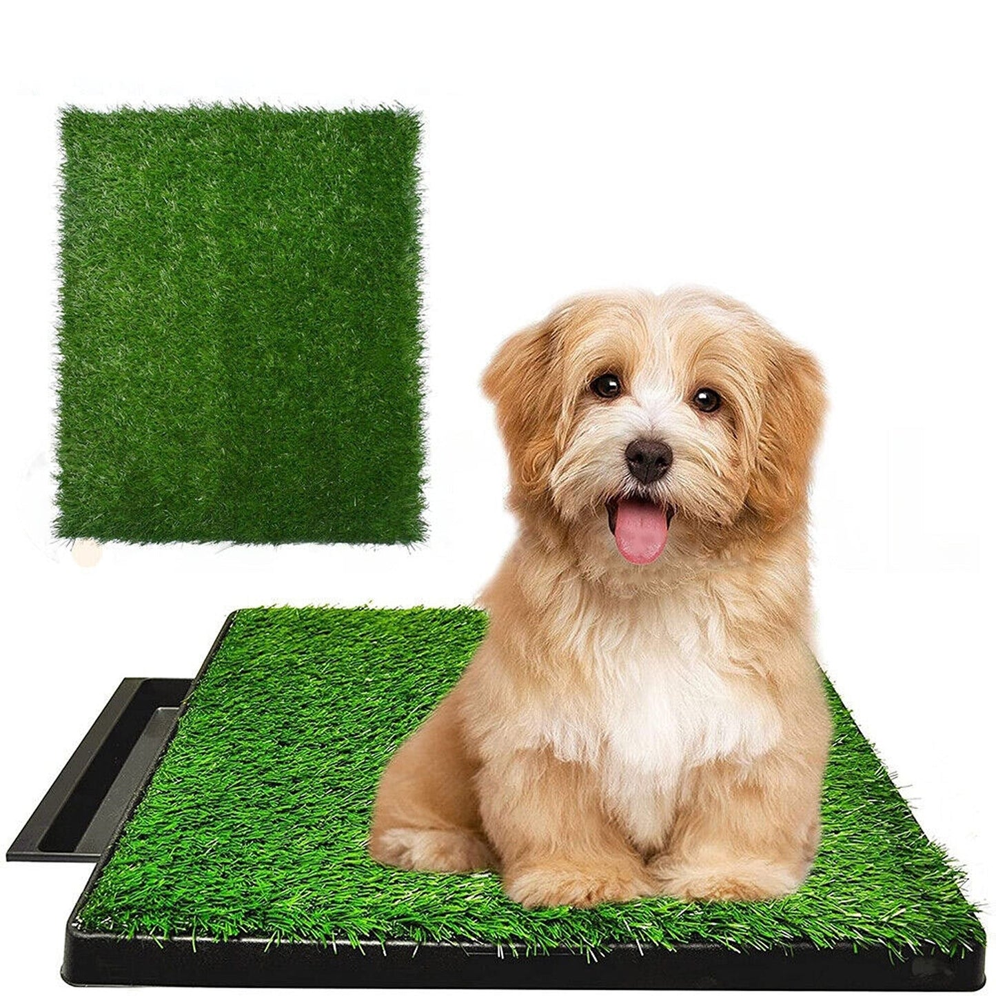 Indoor Dog Potty Training Toilet with Large Grass Mat Tray