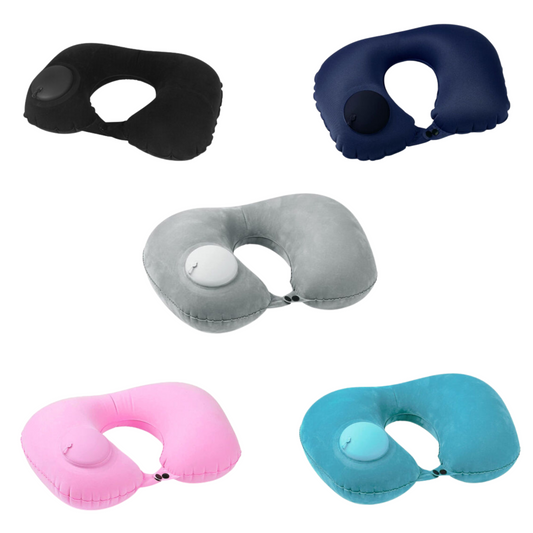 U Shaped Inflatable Neck Travel Pillow Press Type Car Flight Head Rest