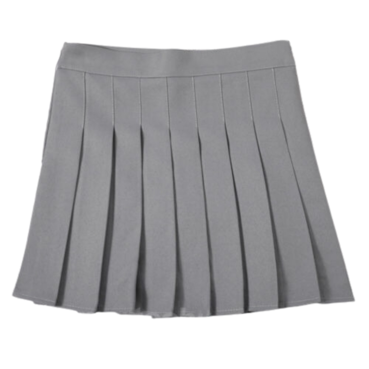 Grey High Waist Pleated Skirt Women Girls Summer Tartan Short School Skirt