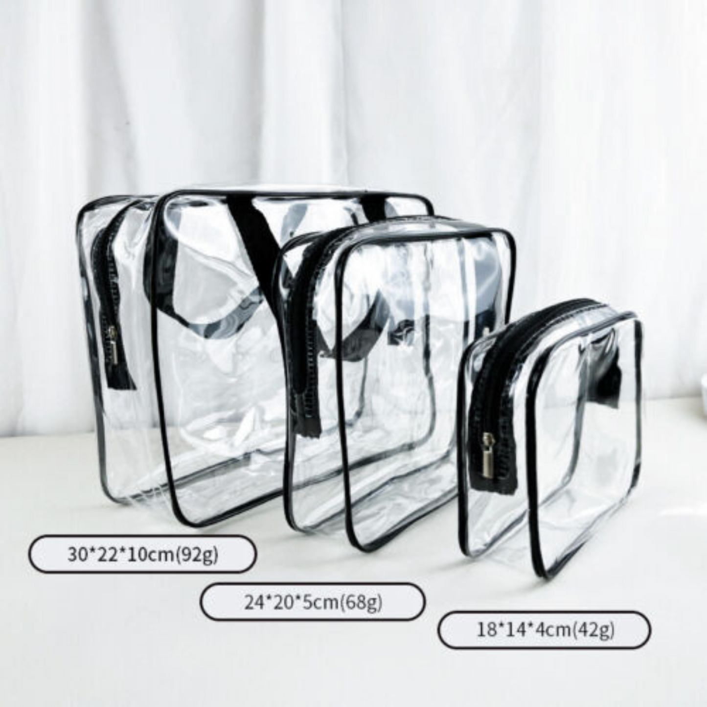 Set of 3 Clear PVC Cosmetic Makeup Toiletry Organizer Travel Wash Bag Holder