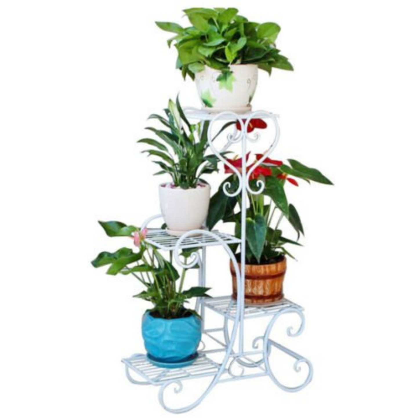 4 Tier Metal Plant Stand Indoor Outdoor Planter Rack for Pots and Flowers