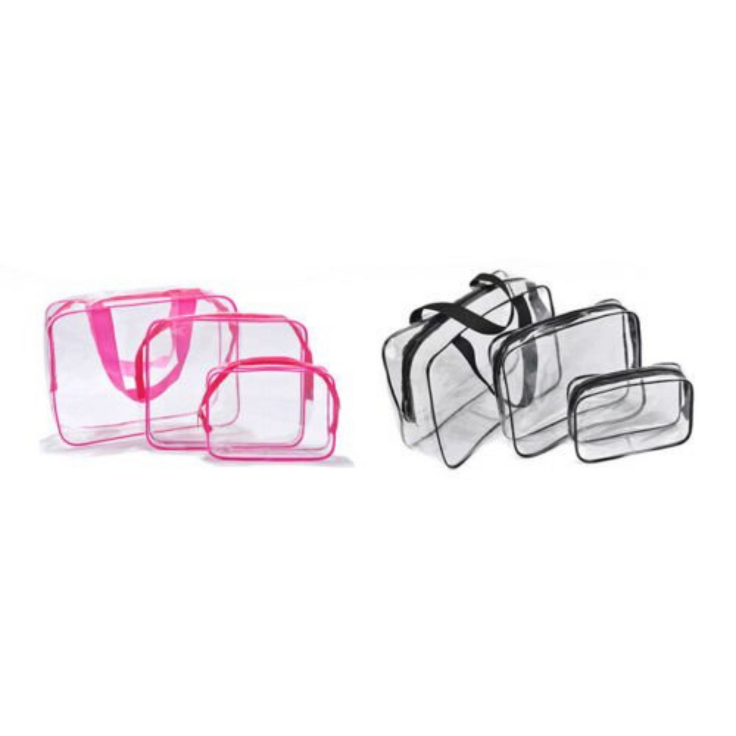 Set of 3 Clear PVC Cosmetic Makeup Toiletry Organizer Travel Wash Bag Holder