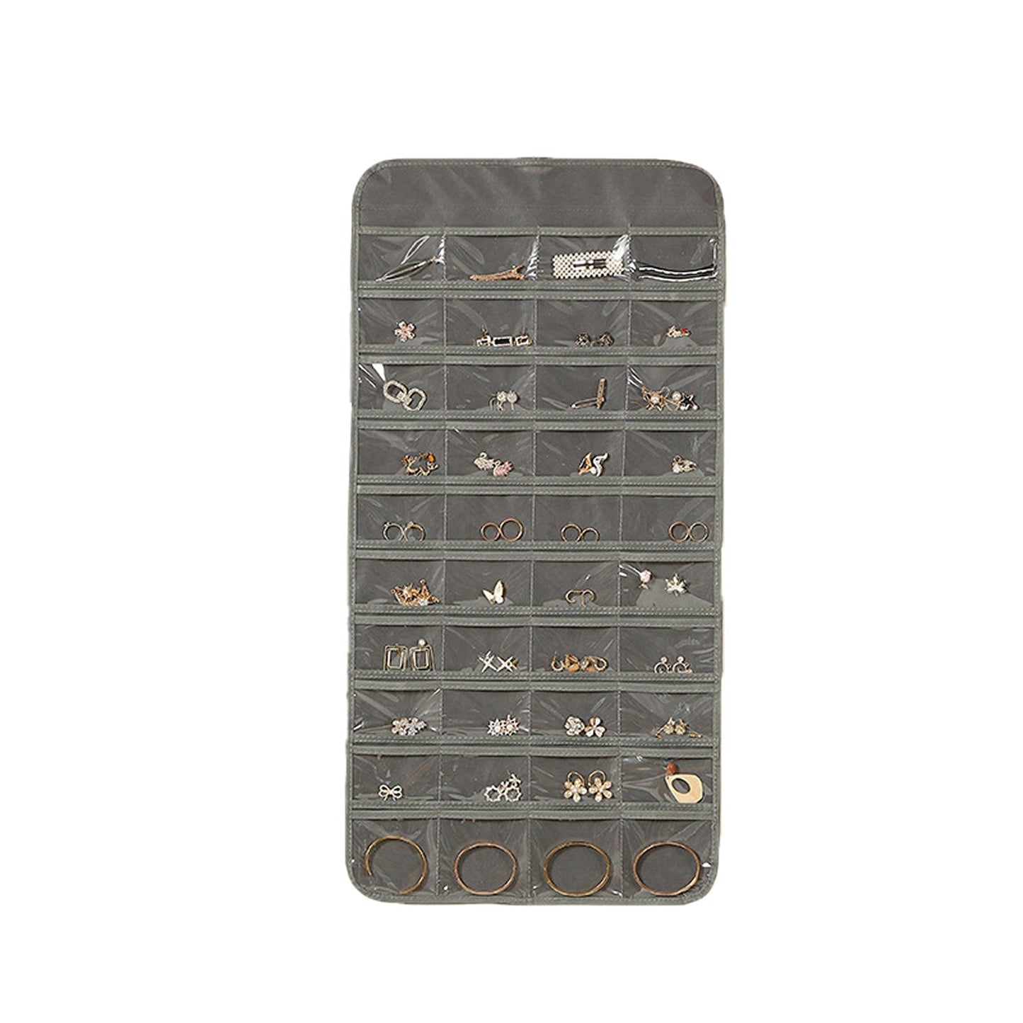 Grey Hanging Jewelry Storage Organizer for Earrings and Accessories
