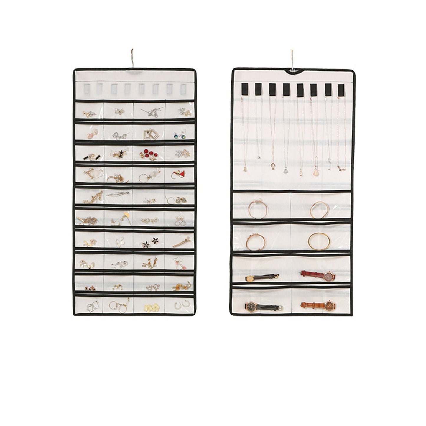 White Jewelry Organizer Holder with Hanging Earring Display