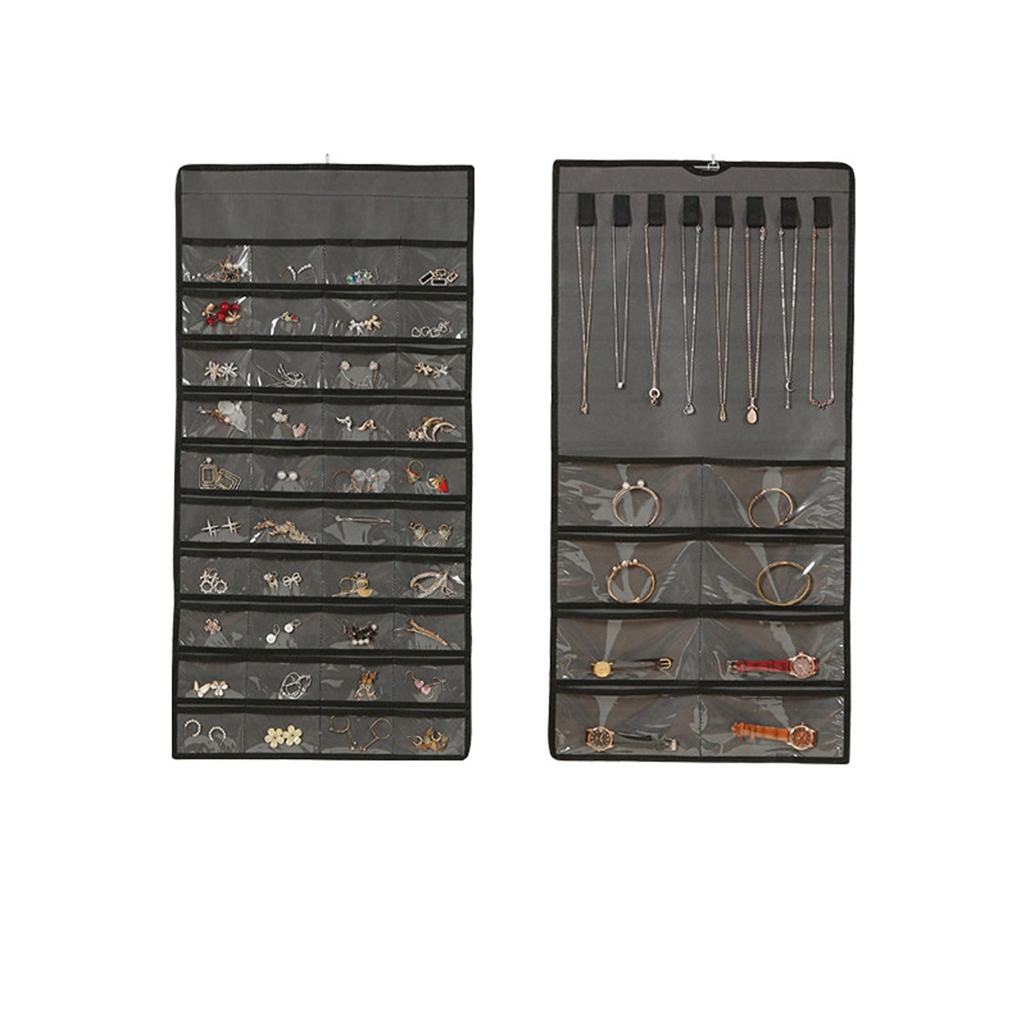 Grey Hanging Jewelry Storage Organizer for Earrings and Accessories