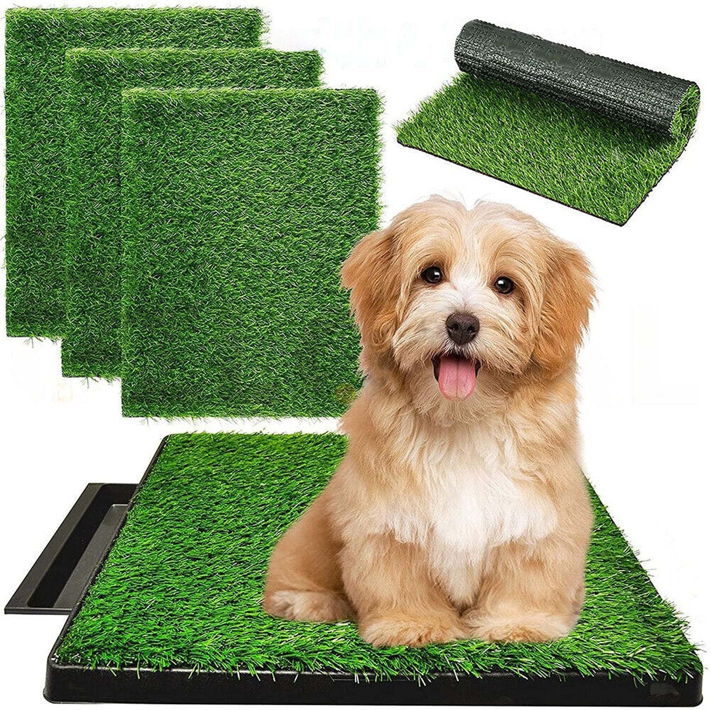 Indoor Dog Potty Training Toilet with Large Grass Mat Tray