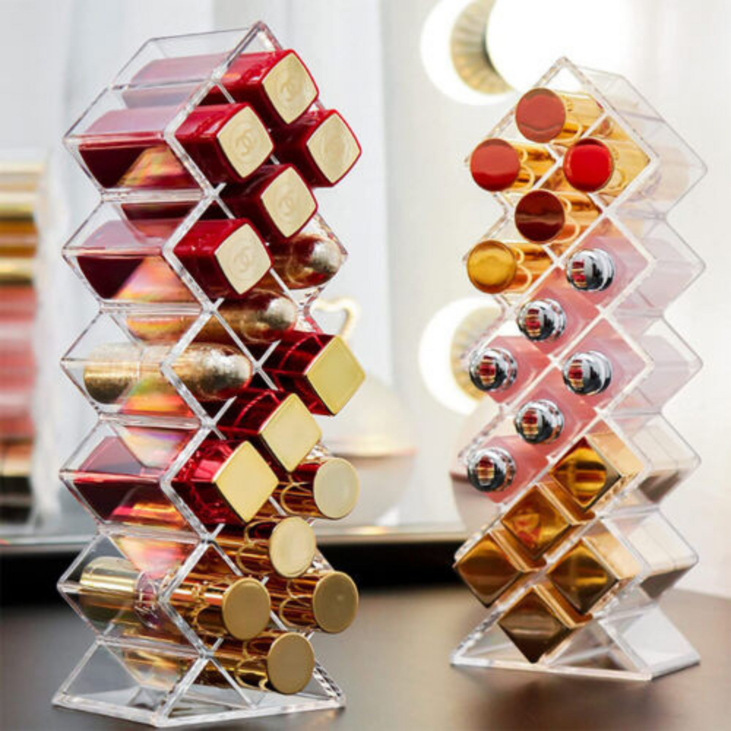 Clear Lipstick Organizer Display Stand Storage for Lipgloss and Makeup Holder