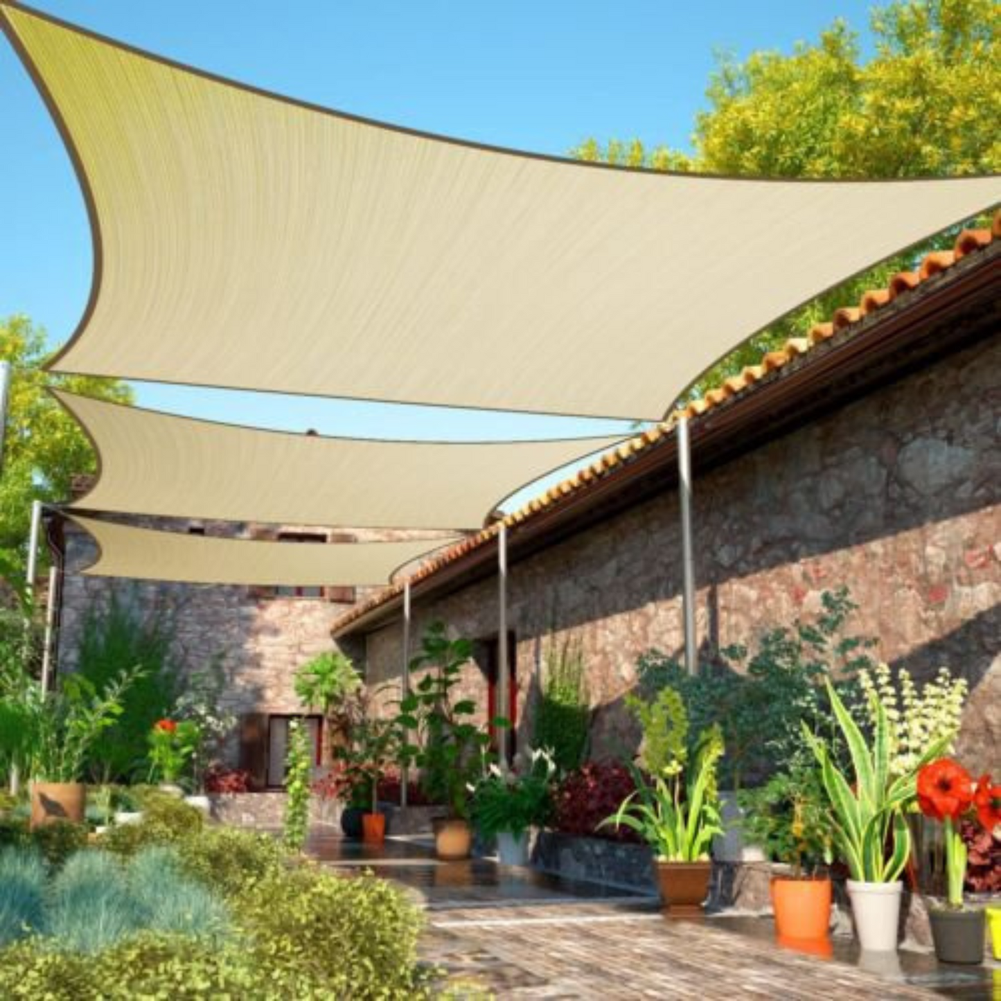 Extra Heavy Duty Grey Shade Sail Sun Triangle Square Rectangle for Garden
