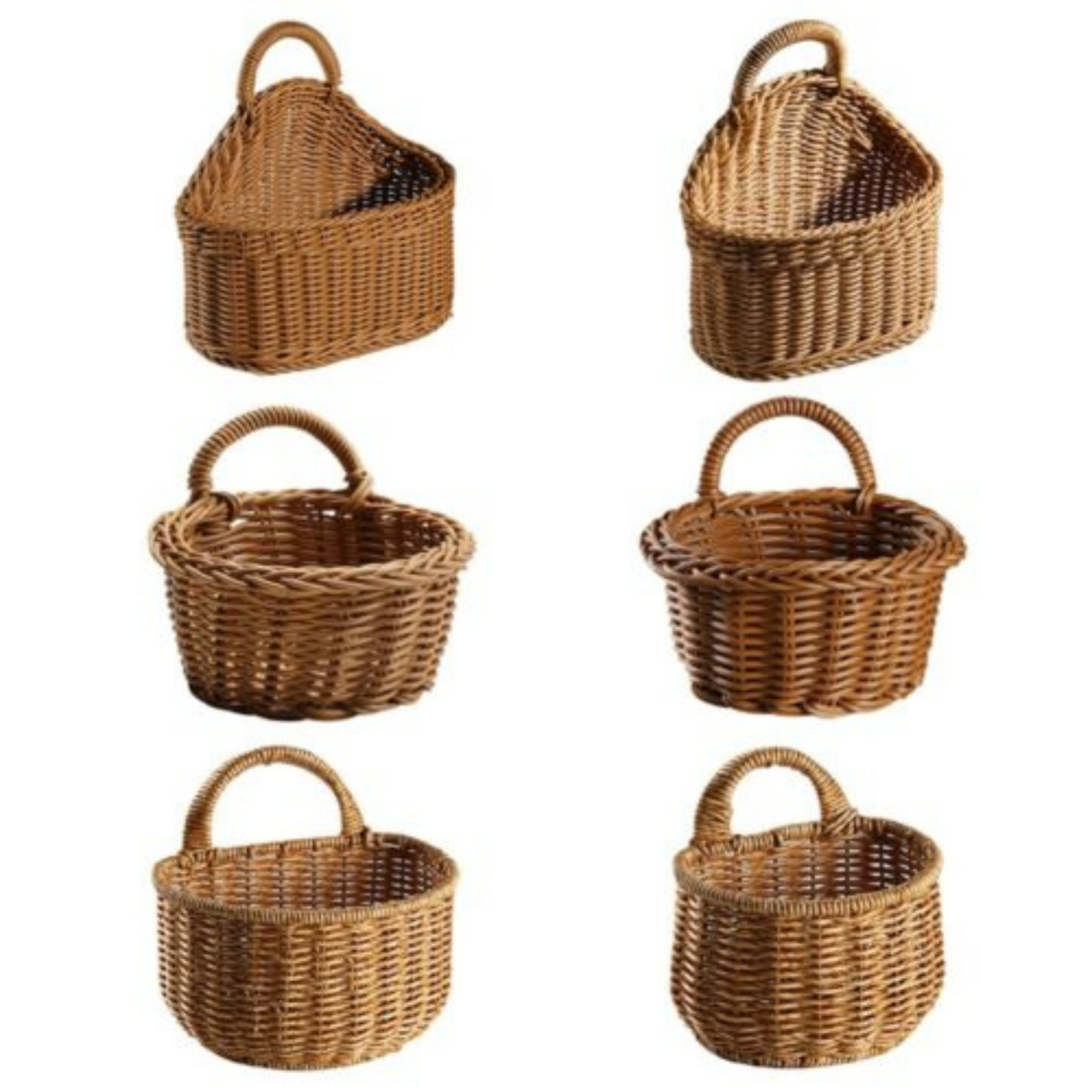 Handmade Wicker Rattan Basket Wall Hanging Planter for Home Decor