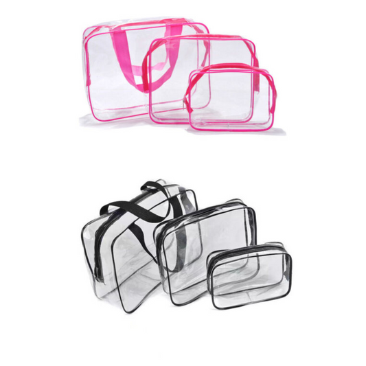 Set of 3 Clear PVC Cosmetic Makeup Toiletry Organizer Travel Wash Bag Holder