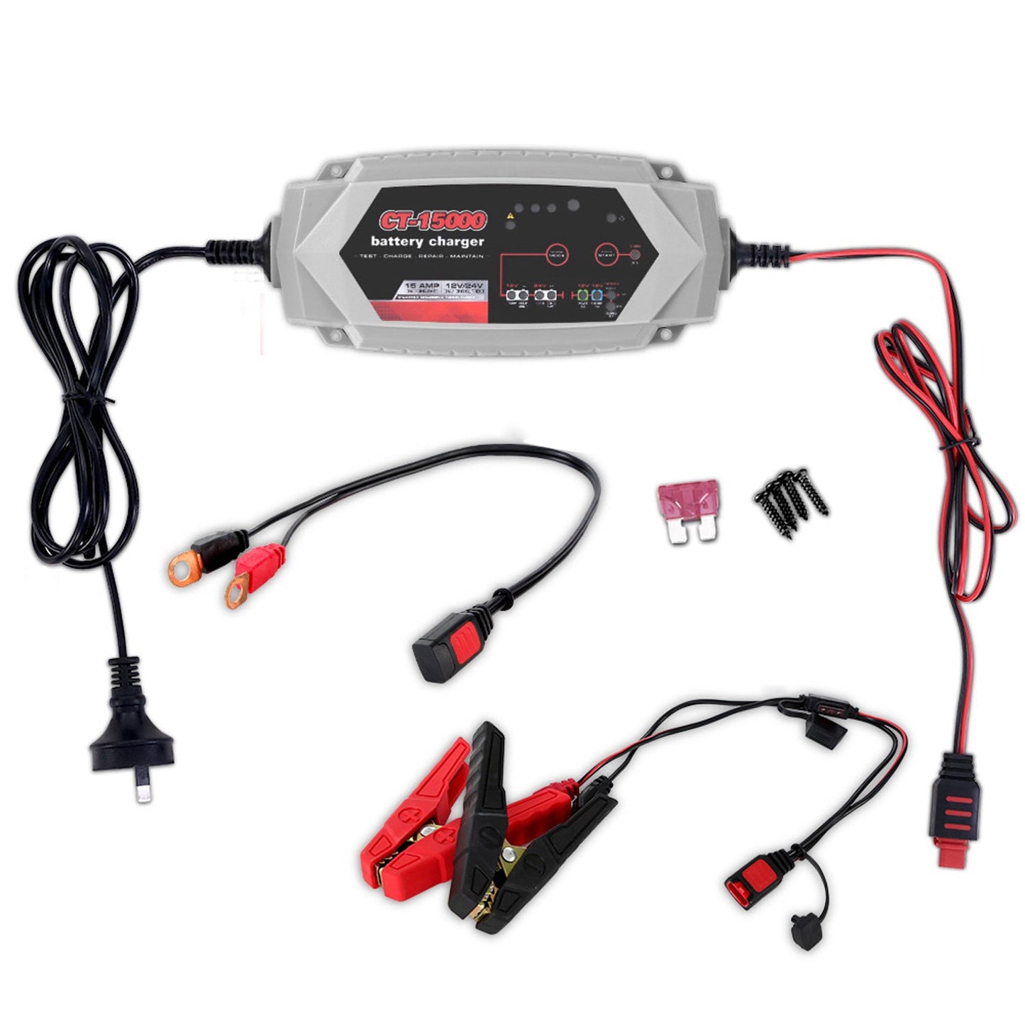 Car Battery Charger - 15A 12V 24V