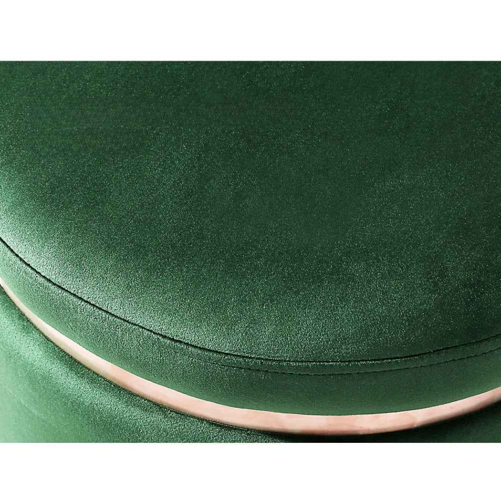 Ottoman Round Velvet Foot Stool Foot Rest Pouffe Padded Seat Pouf Green