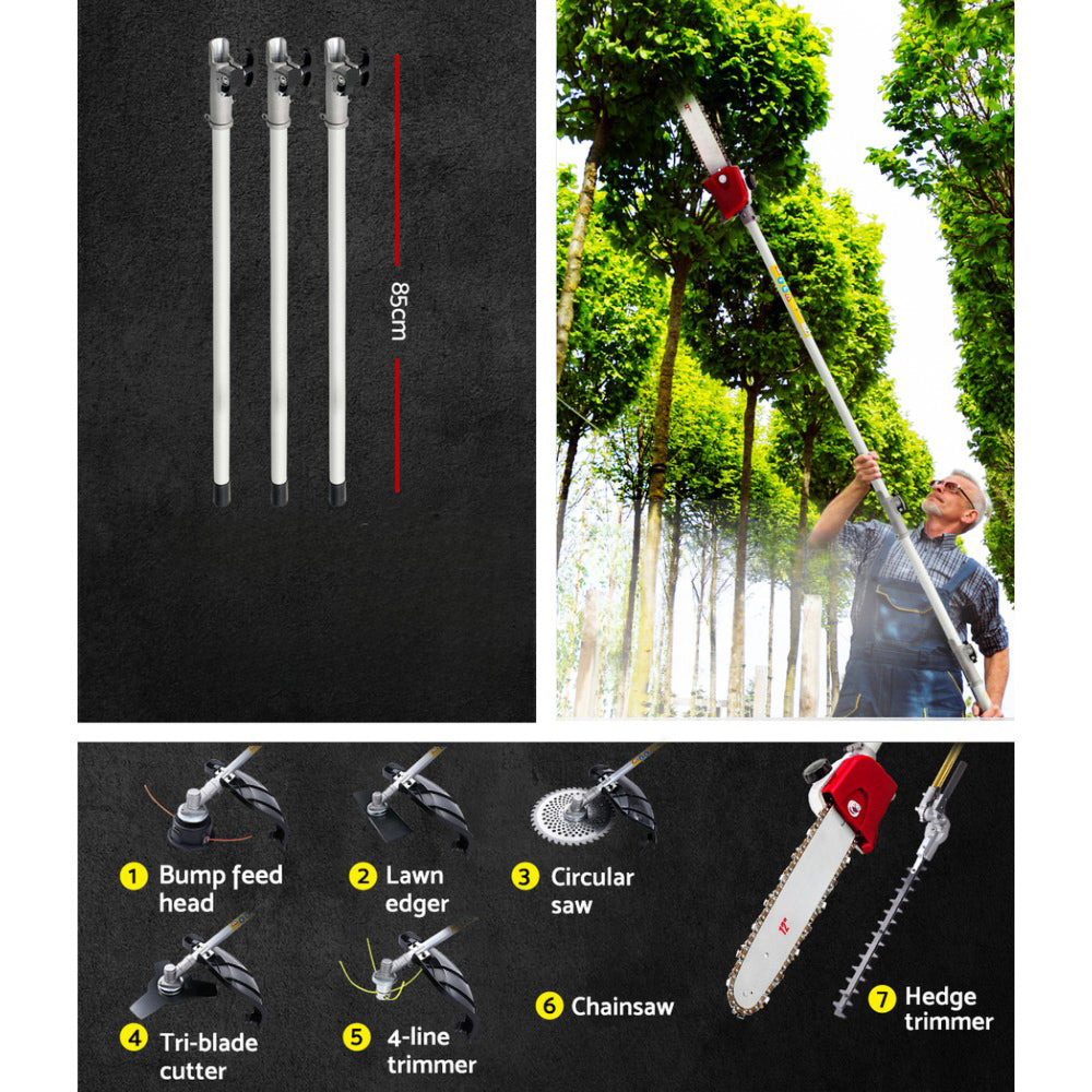 Petrol Pole Chainsaw Saw Brush Hedge Cutter Trimmer - 62CC