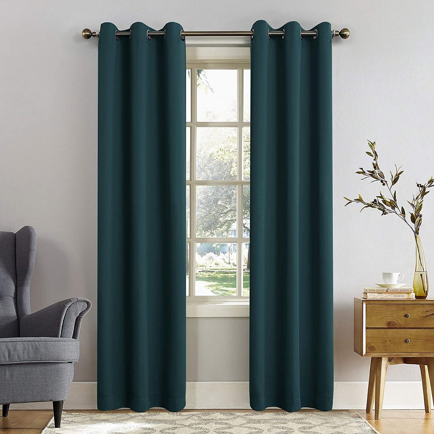 1PC Energy Saving Blackout Grommet Curtain Panel 40x108 Inch - Teal