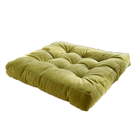 Square Soft Corduroy Tufted Thick Seat Cushion Seat Pad Tatami Floor 20x20 Inches - Green