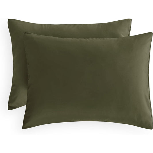 1000TC Ultra Soft Microfibre Pair of Pillowcases - Olive Green