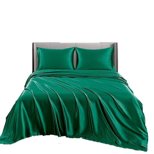 2000TC Microfibre Art Silk Satin Bedding Sheet Set - Green
