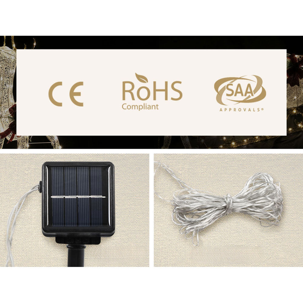 Solar Powered Christmas Motif Xmas Lights LED Rope Reindeer - 2m