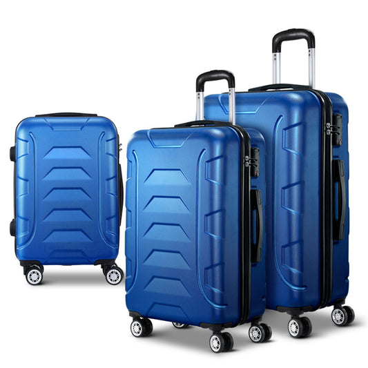 3pc Luggage Travel Sets Suitcase Trolley Lock Blue