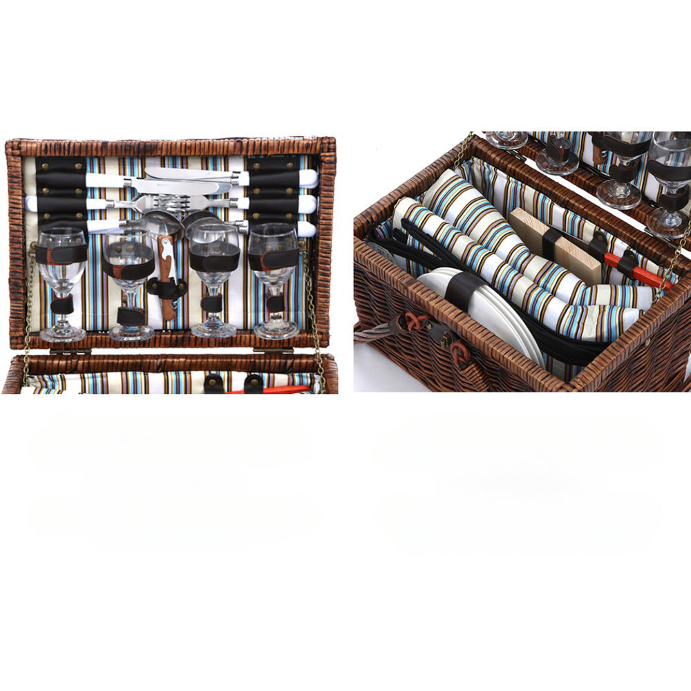 4 Person Picnic Basket Set Deluxe Folding Outdoor Insulated Liquor bag