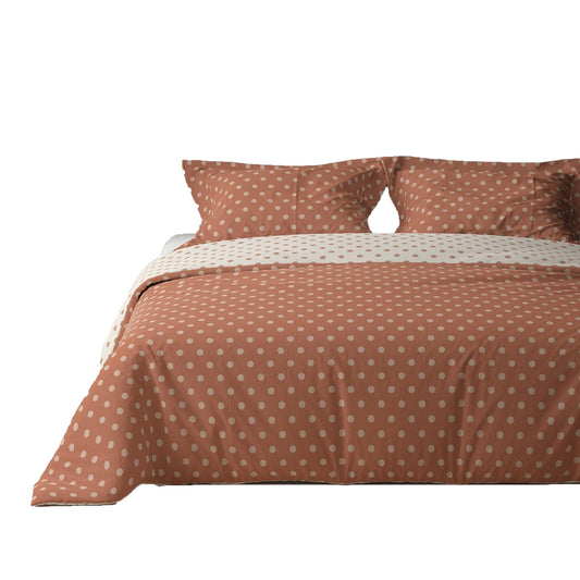 Reversible Microfibre Queen Bed Quilt Cover Set with Button Closure - Orange White