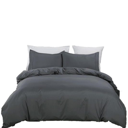 2000 TC Premium Microfibre Doona Cover Ultra Soft Quilt Cover Set - Dark Grey