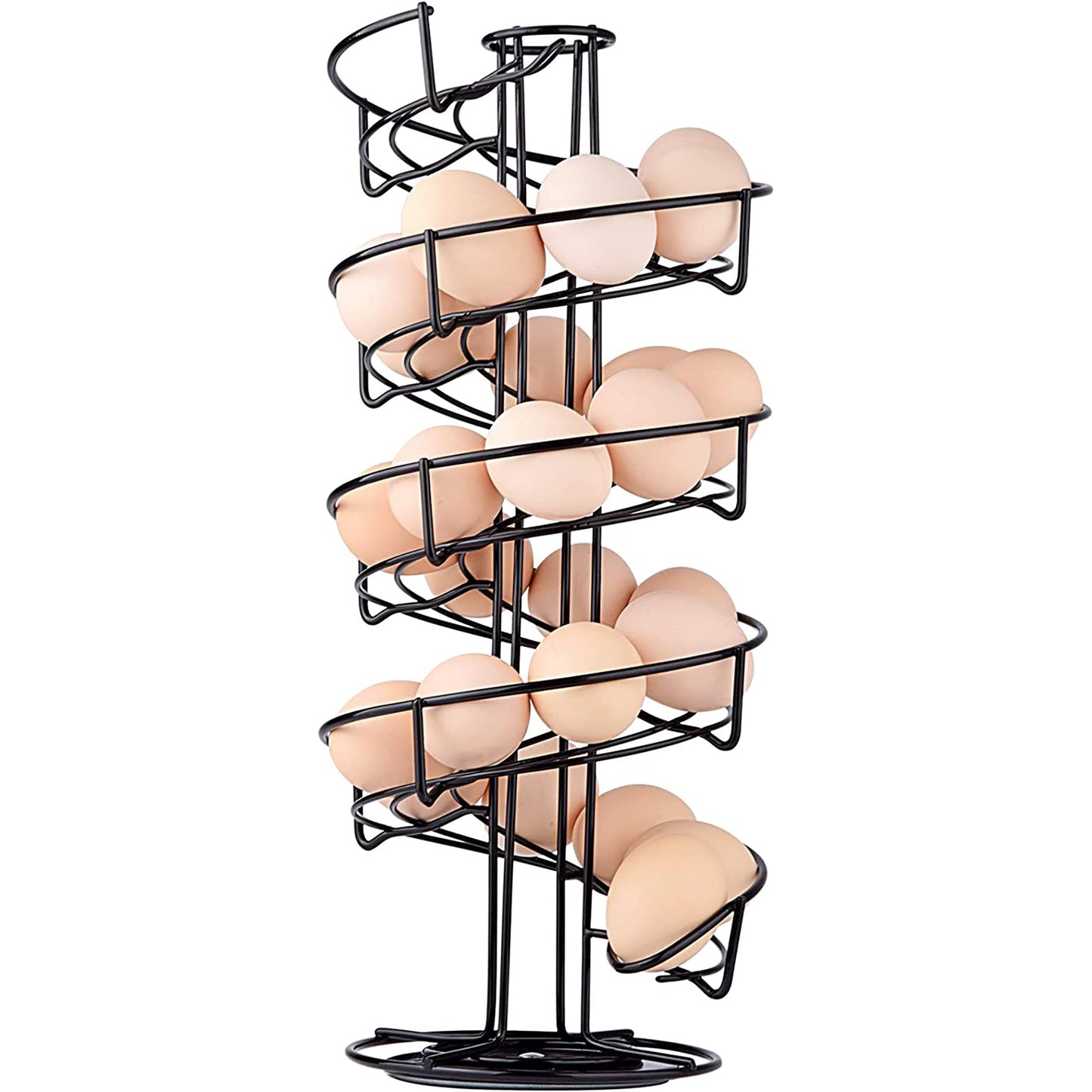 Spiral Design Metal Egg Skelter Dispenser Storage Display Rack Rack - Black