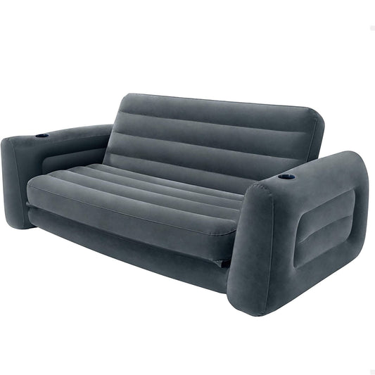 Pull-Out Inflatable Sofa for Home Office Outdoor Travel Swimming Pool - Charcoal Gray