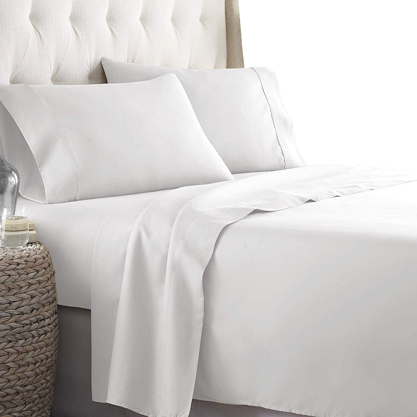 2000TC Ultra-Soft Luxury Deep Pocket Bedding Sheet Set - White
