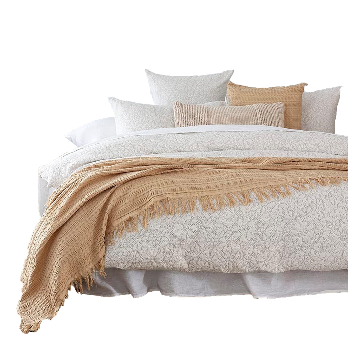 Nora Cottom Quilt Cover Set - Floral Beige