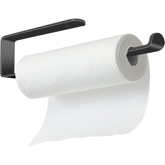 Self-Adhesive Under Cabinet Paper Towel Holder with Adhesive and Screws - Black
