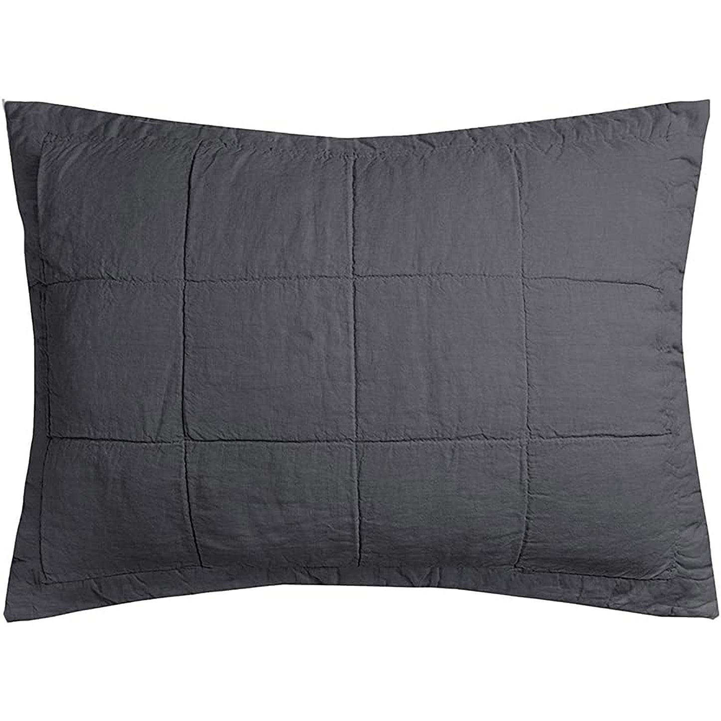 French Flax Linen Quilted Pillow Sham - 48 x 73 cm