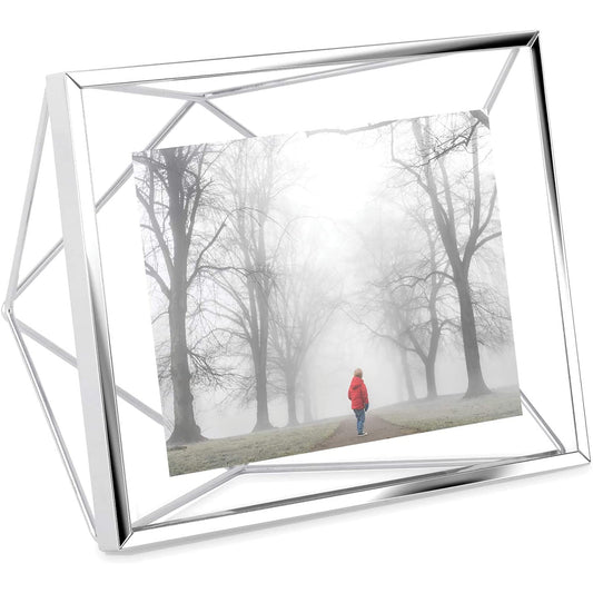 Geometric Prisma Picture Frame Photo Display for Desk Wall  4x6 Inch - Silver