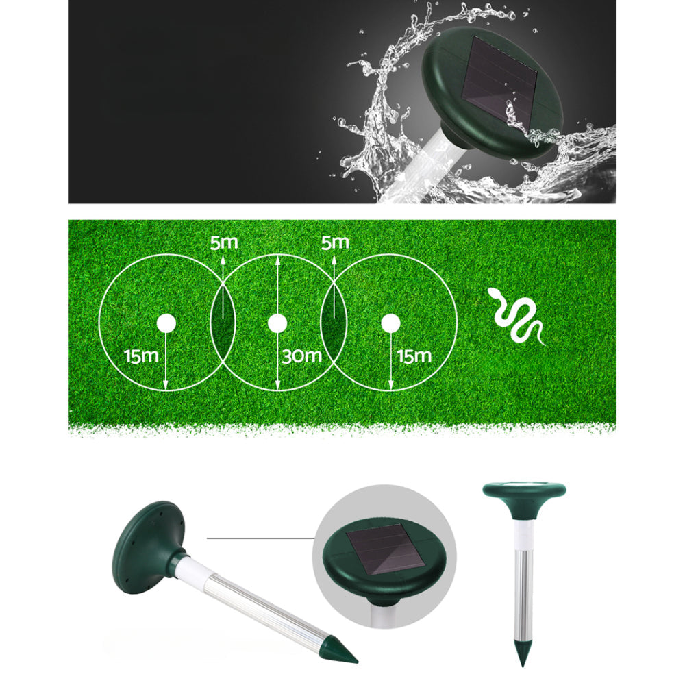 Solar LED Snake Multi Pulse Ultrasonic Pest Repeller - 12x