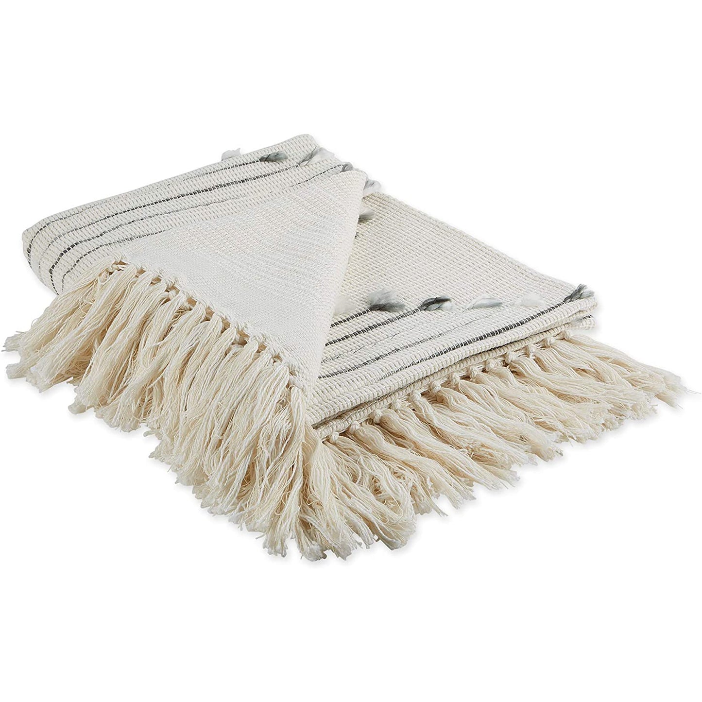 Diamond Cut Cotton Throw Blanket 50x60 with Fringe - Black and Gray