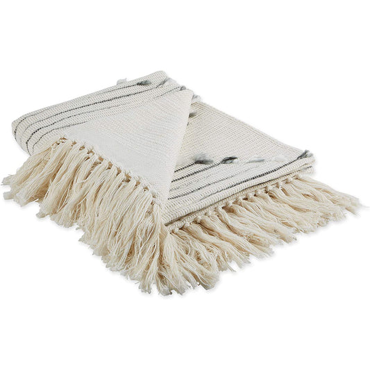 Diamond Cut Cotton Throw Blanket 50x60 with Fringe - Black and Gray